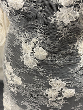 Ivory 3D Embroidered Beaded Lace - LA9001