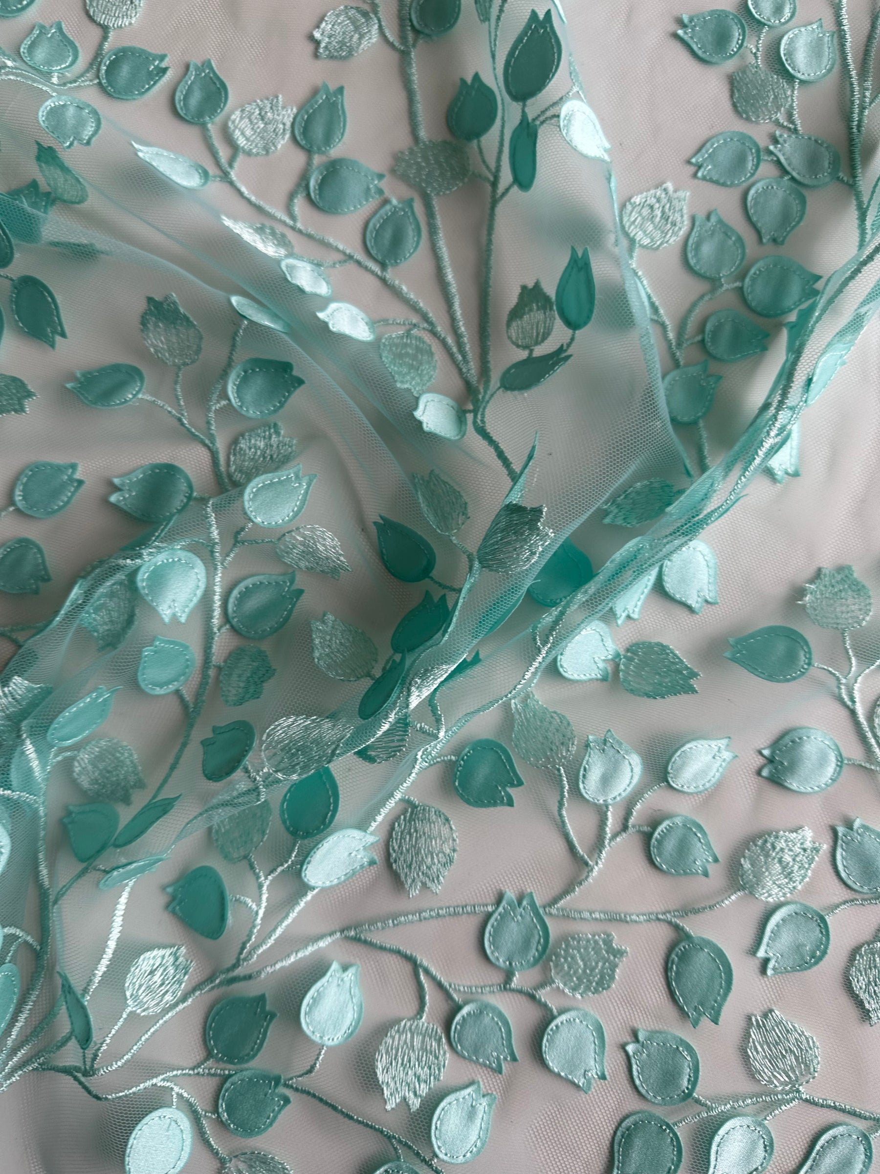 Aqua 3D Embroidered Lace - EB5034