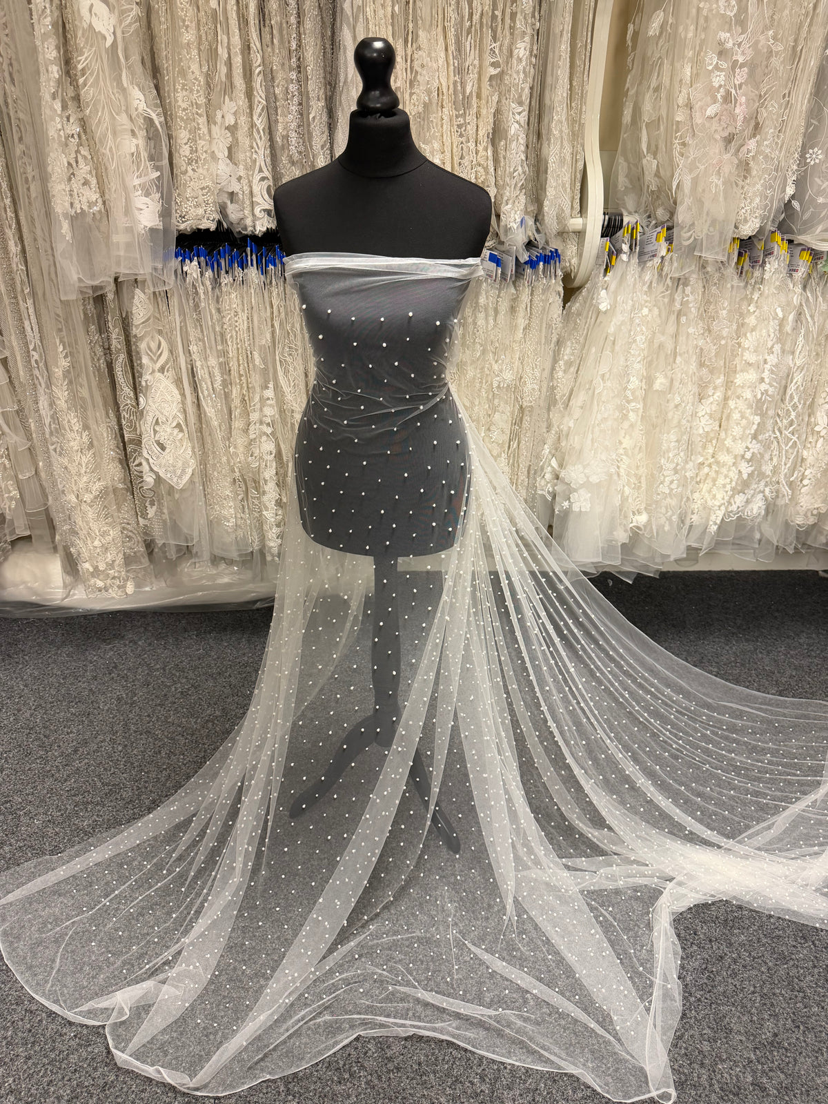Ivory Beaded Tulle - EB1071
