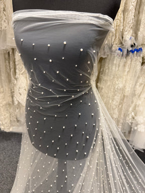 Ivory Beaded Tulle - EB1071