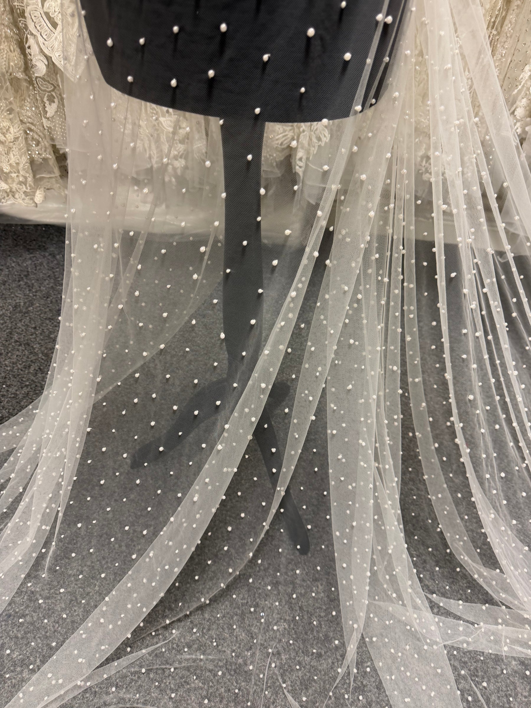 Ivory Beaded Tulle - EB1071