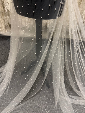 Ivory Beaded Tulle - EB1071