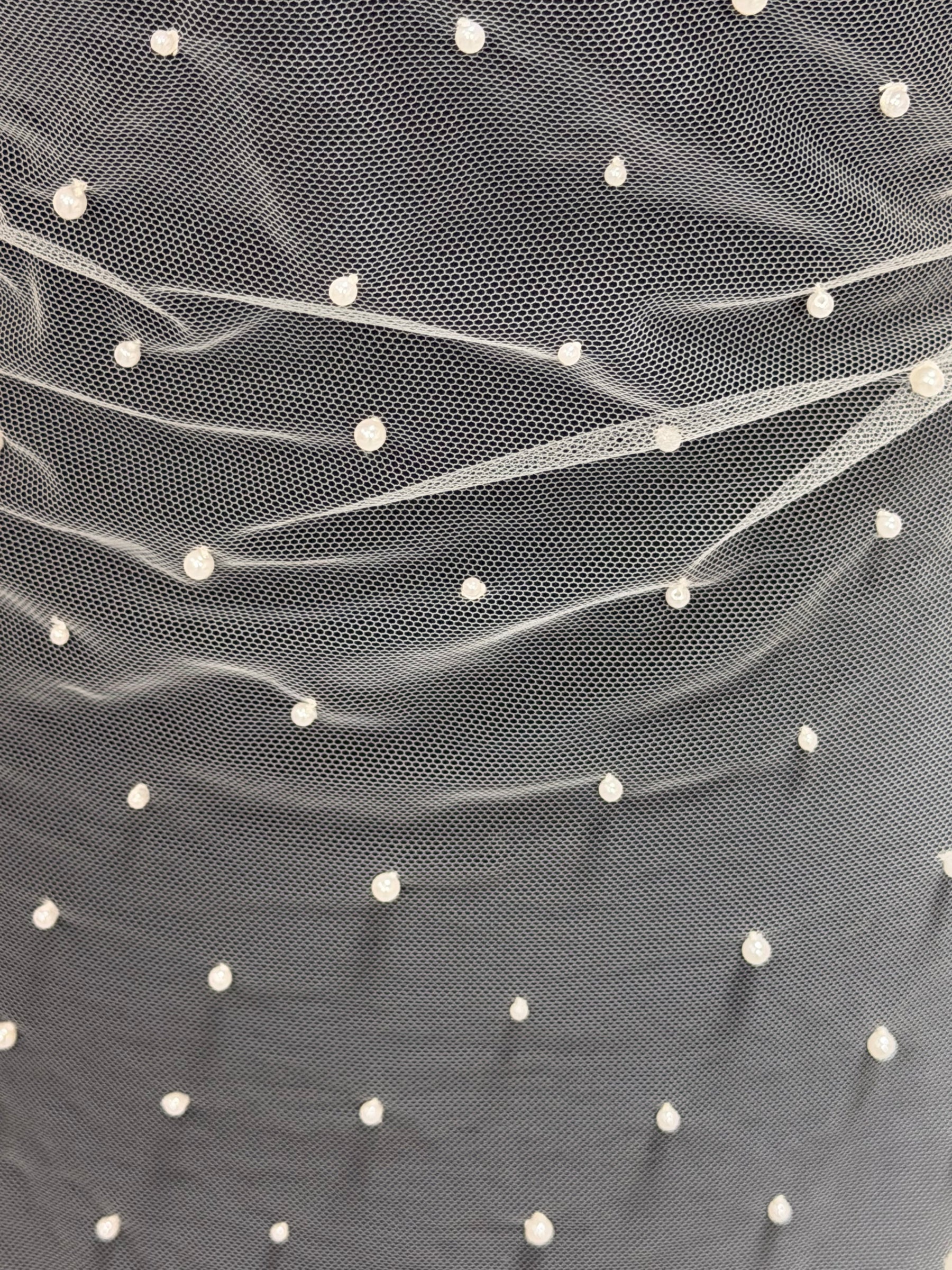 Ivory Beaded Tulle - EB1071