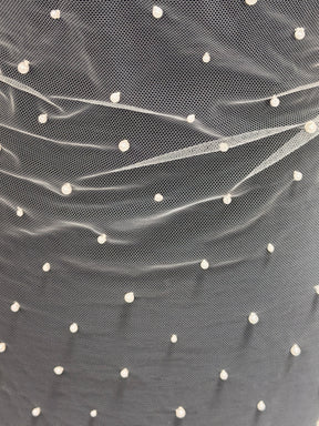 Ivory Beaded Tulle - EB1071