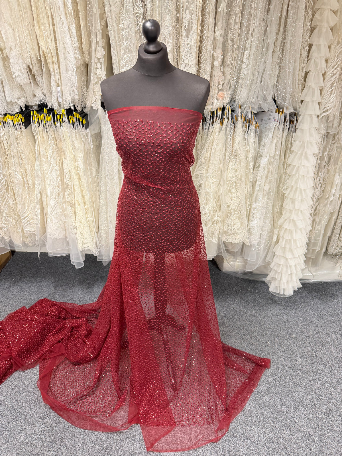 Wine Sequin Embroidery Lace - EB3029