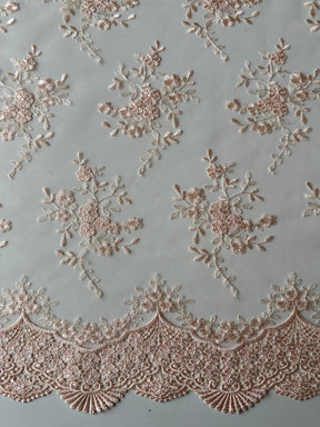 Light Salmon Embroidered Lace - Kirsty