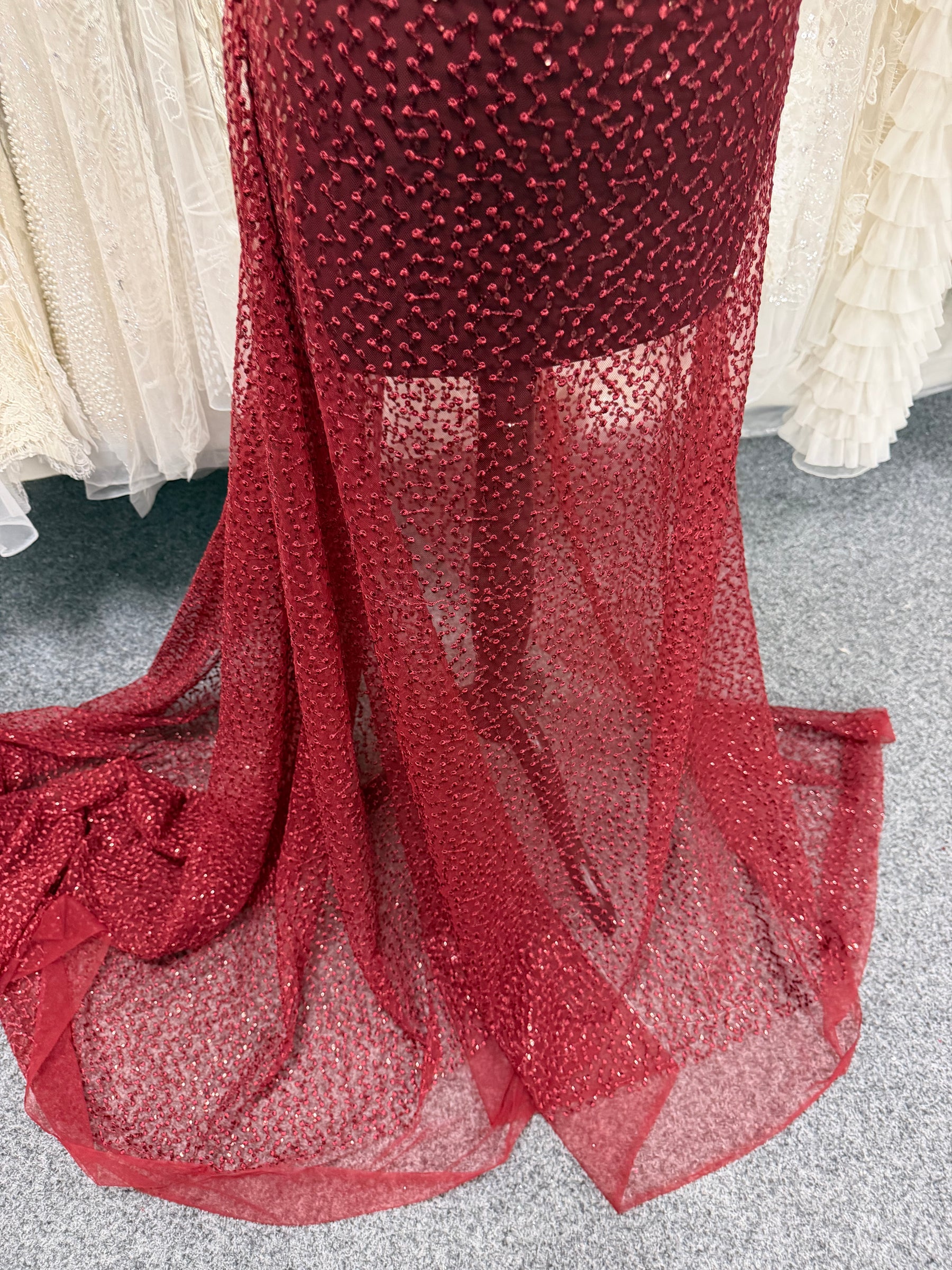 Wine Sequin Embroidery Lace - EB3029