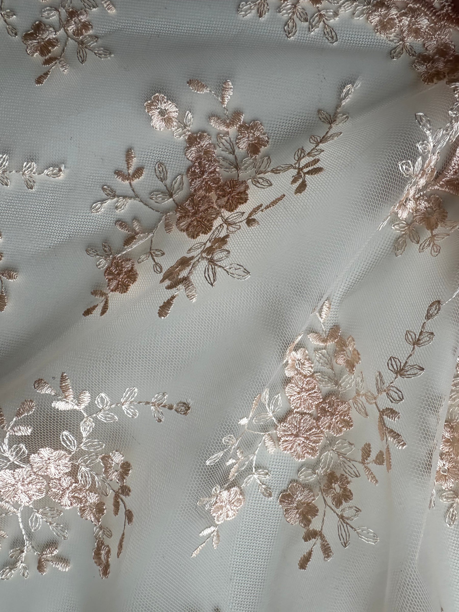 Light Salmon Embroidered Lace - Kirsty