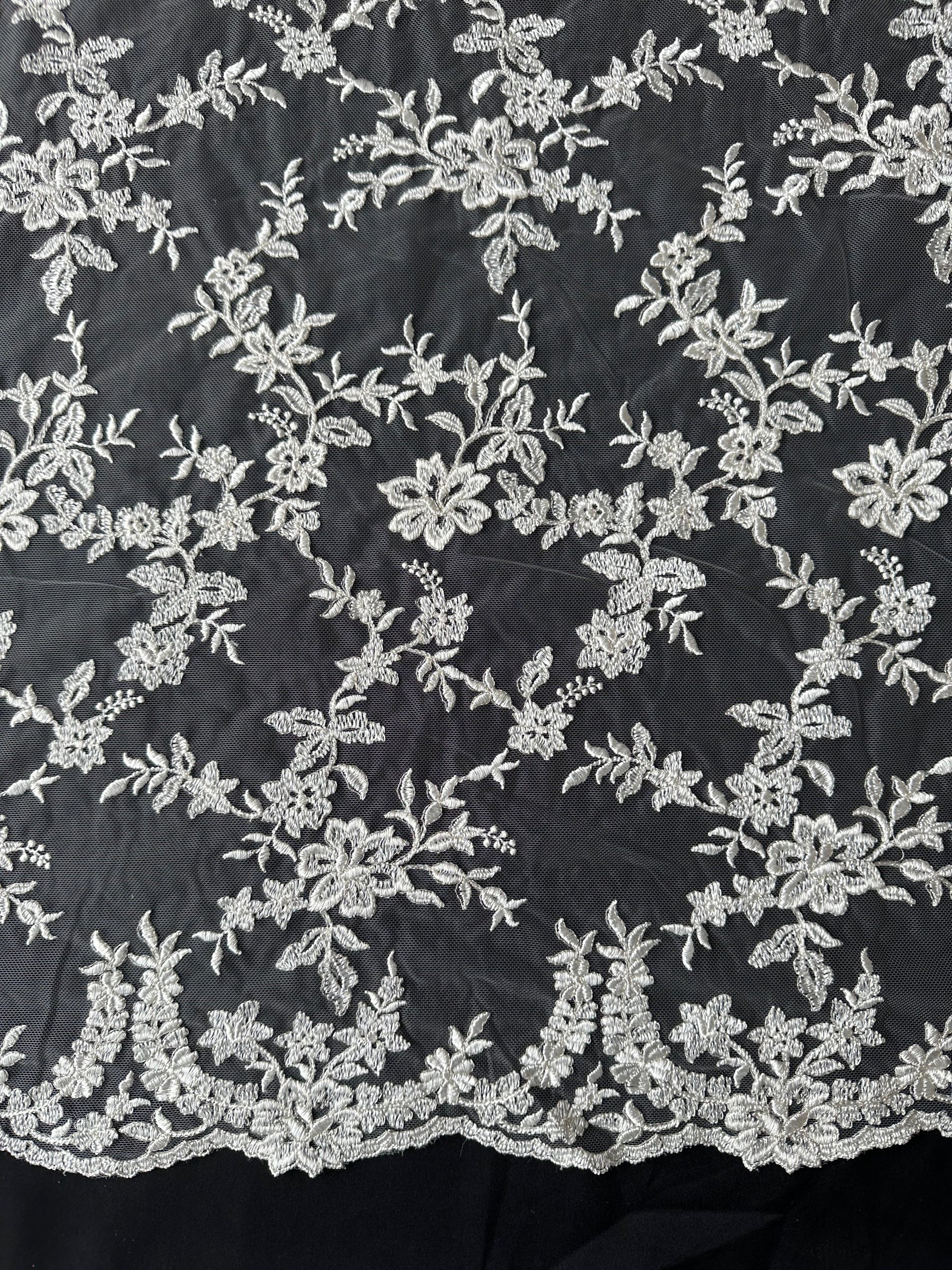 Ivory Embroidered Lace - P651