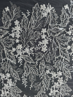 Ivory Beaded Embroidery Lace - EB1099