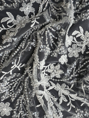 Ivory Beaded Embroidery Lace - EB1099