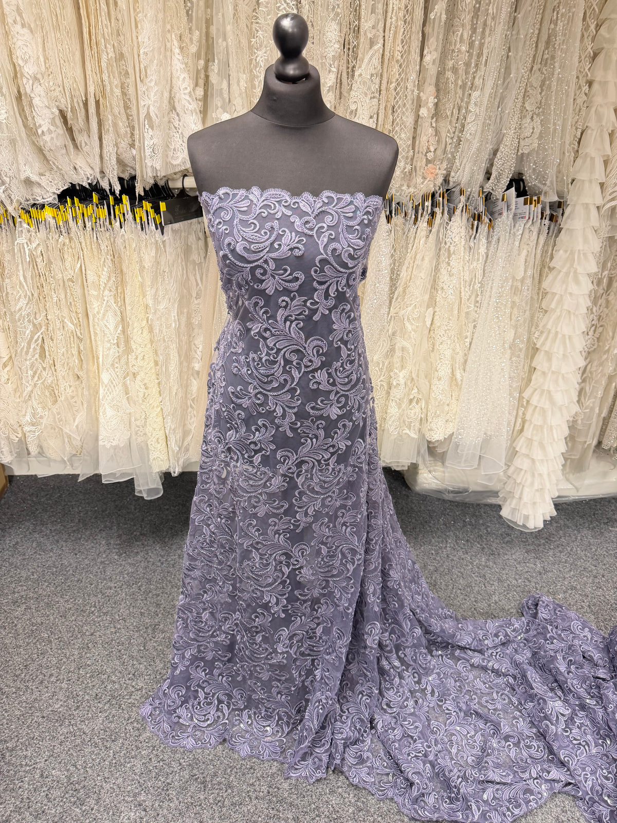 Indigo Emb Beaded Tulle - EB1069