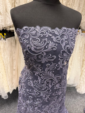 New Navy Emb Beaded Tulle - EB1069