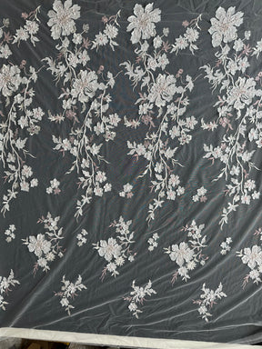 Pink & Ivory Embroidered Lace - EB1015