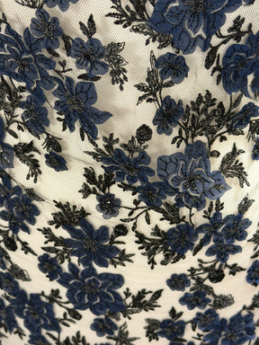 Navy and Black Embroidered Lace - EB3053