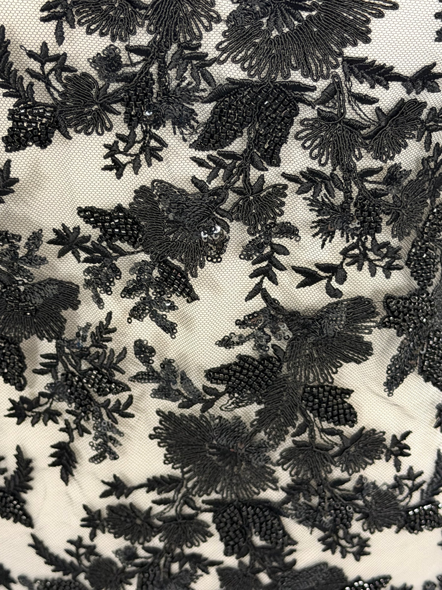 Black Emb Beaded Tulle - EB1095