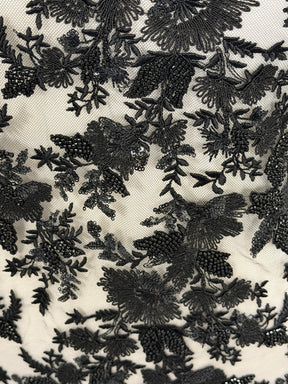 Black Emb Beaded Tulle - EB1095