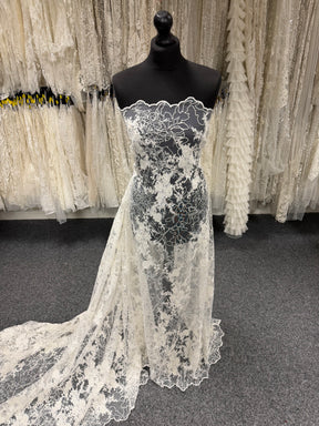 Ivory Embroidered Beaded Tulle - EB1042