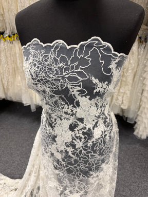 Ivory Embroidered Beaded Tulle - EB1042