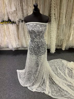 Ivory Embroidered Sequin Tulle - LB1002