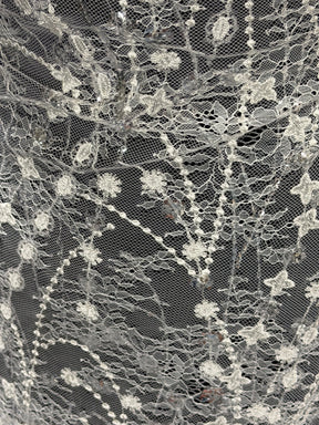 Ivory Embroidered Sequin Tulle - LB1002