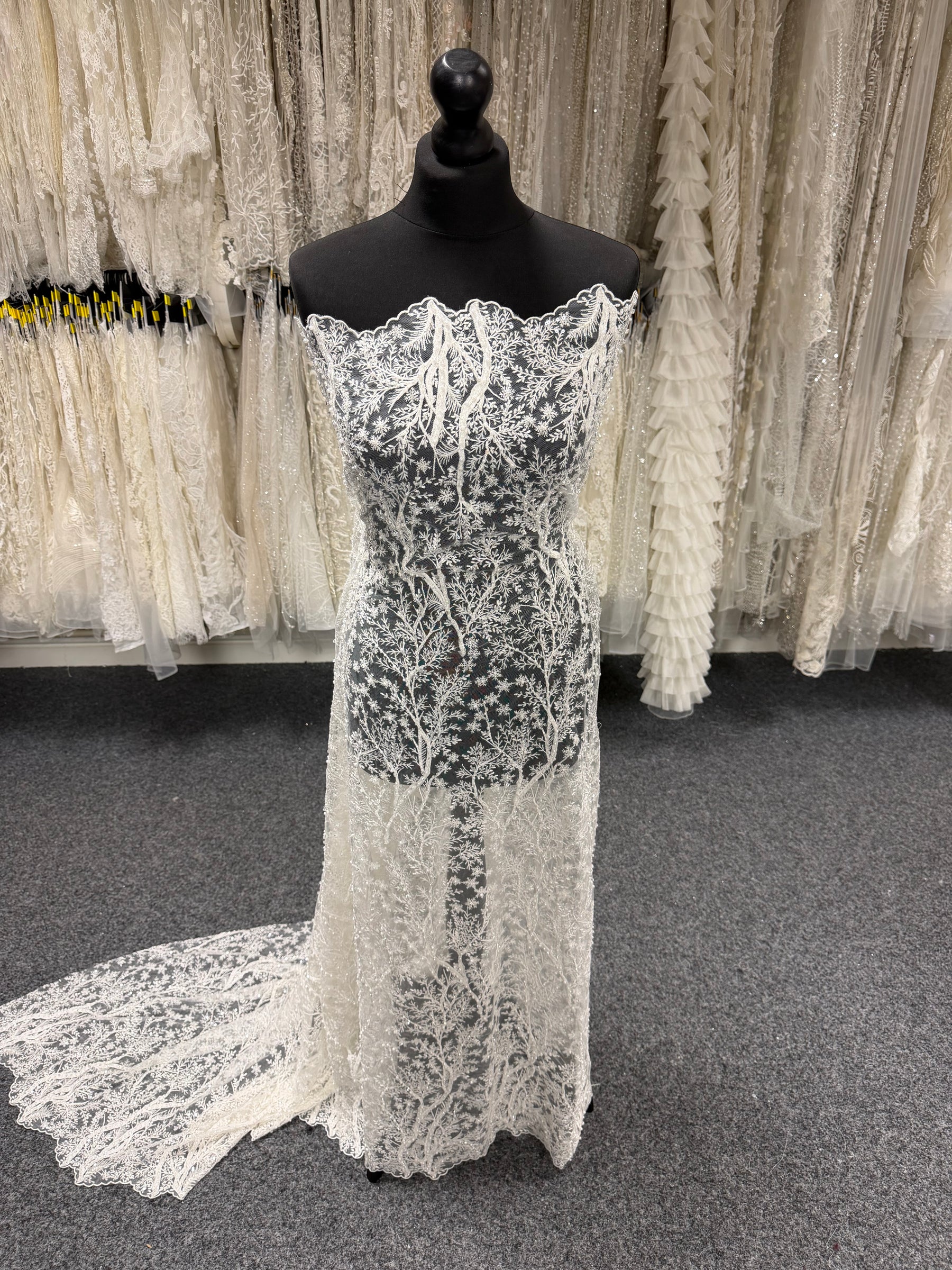 Ivory Embroidered Beaded Tulle - EB1001