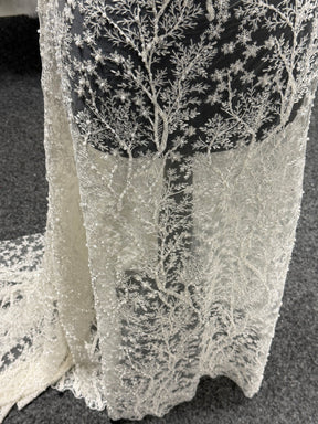 Ivory Embroidered Beaded Tulle - EB1001