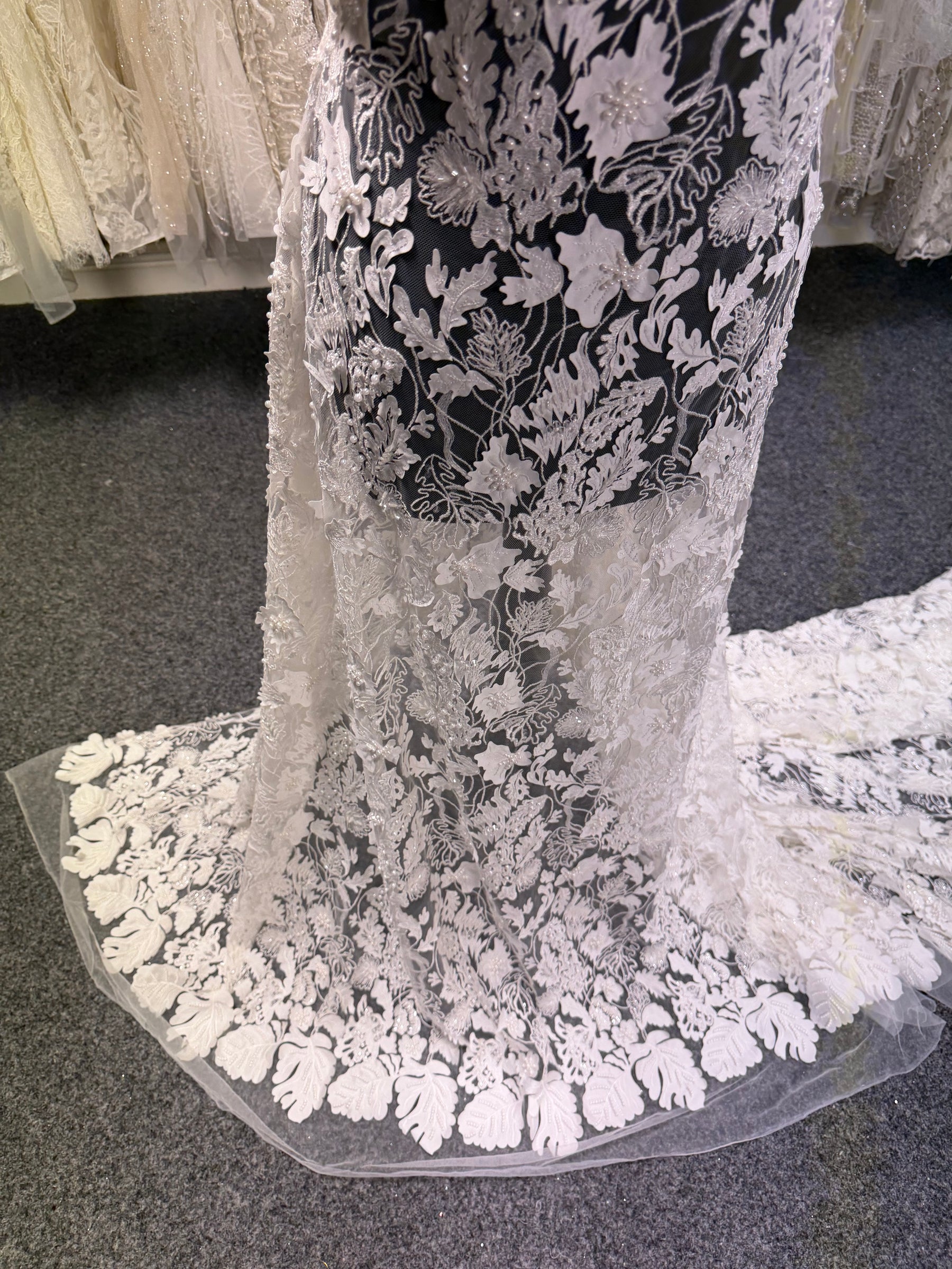 Ivory 3D Embroidered Beaded Tulle - EB1036