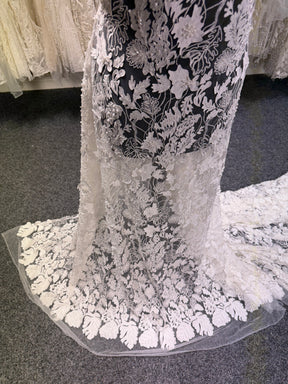 Ivory 3D Embroidered Beaded Tulle - EB1036