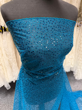 Teal Embroidered Sequin Tulle – EB3001