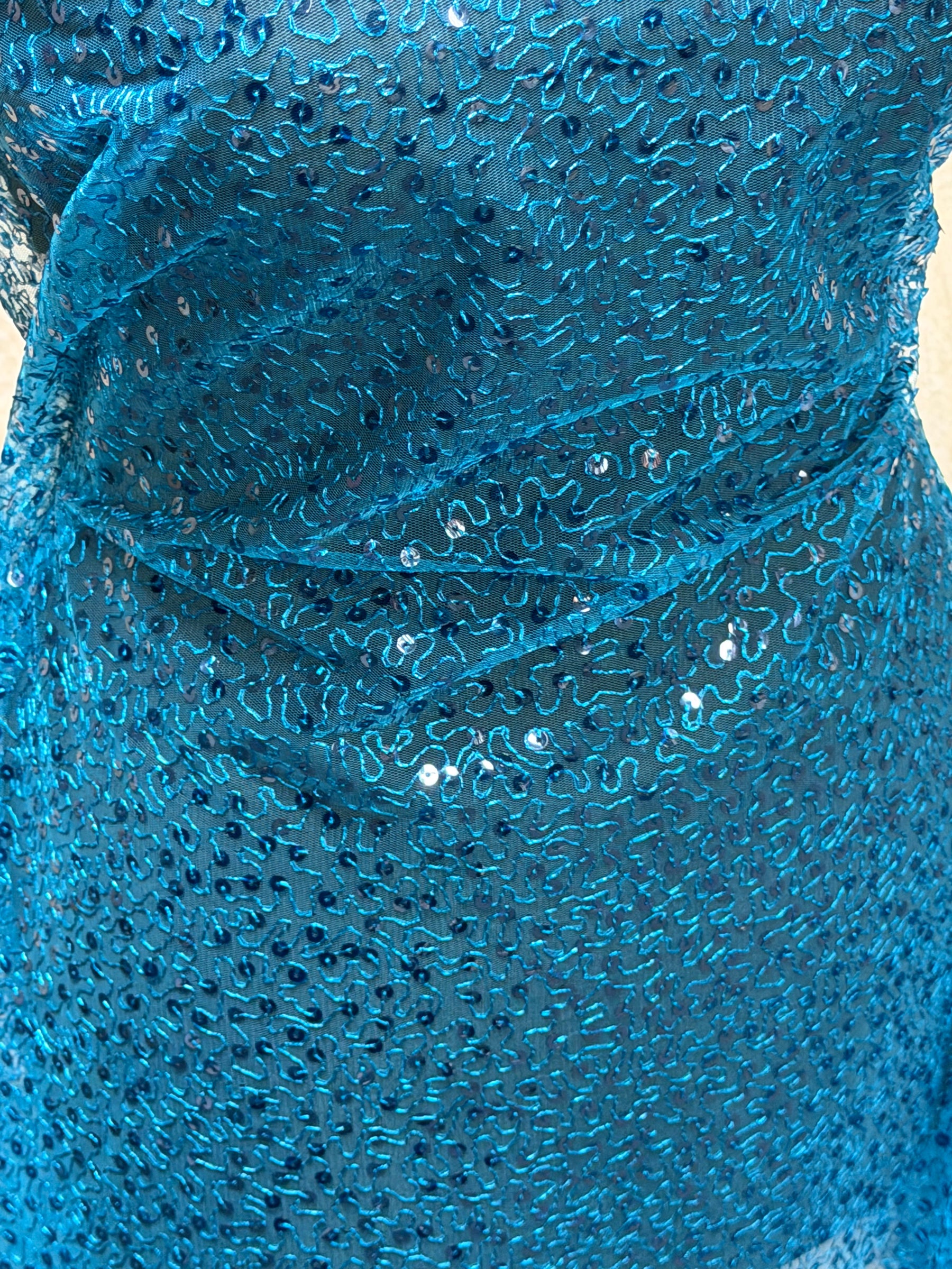Teal Embroidered Sequin Tulle – EB3001