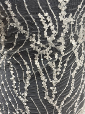 Ivory Embroidered Beaded Tulle - EB1018