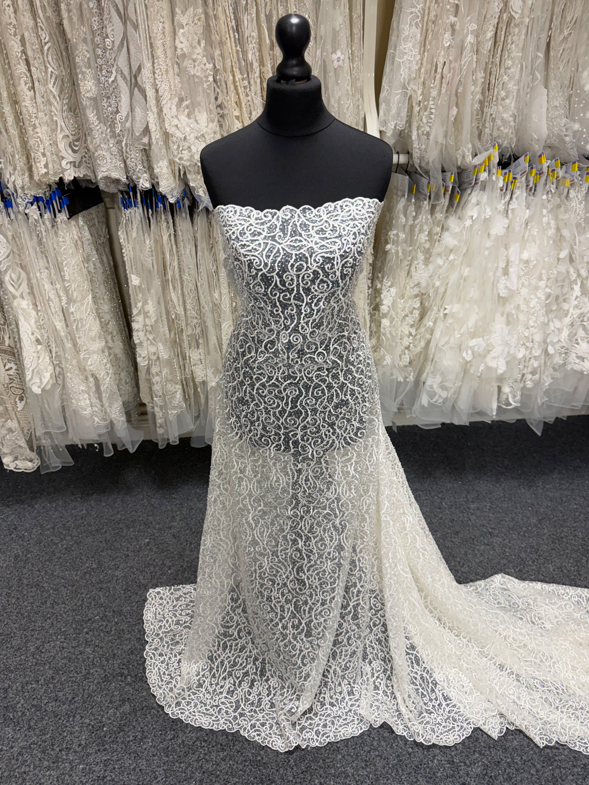 Ivory Embroidered Beaded Tulle - EB1025