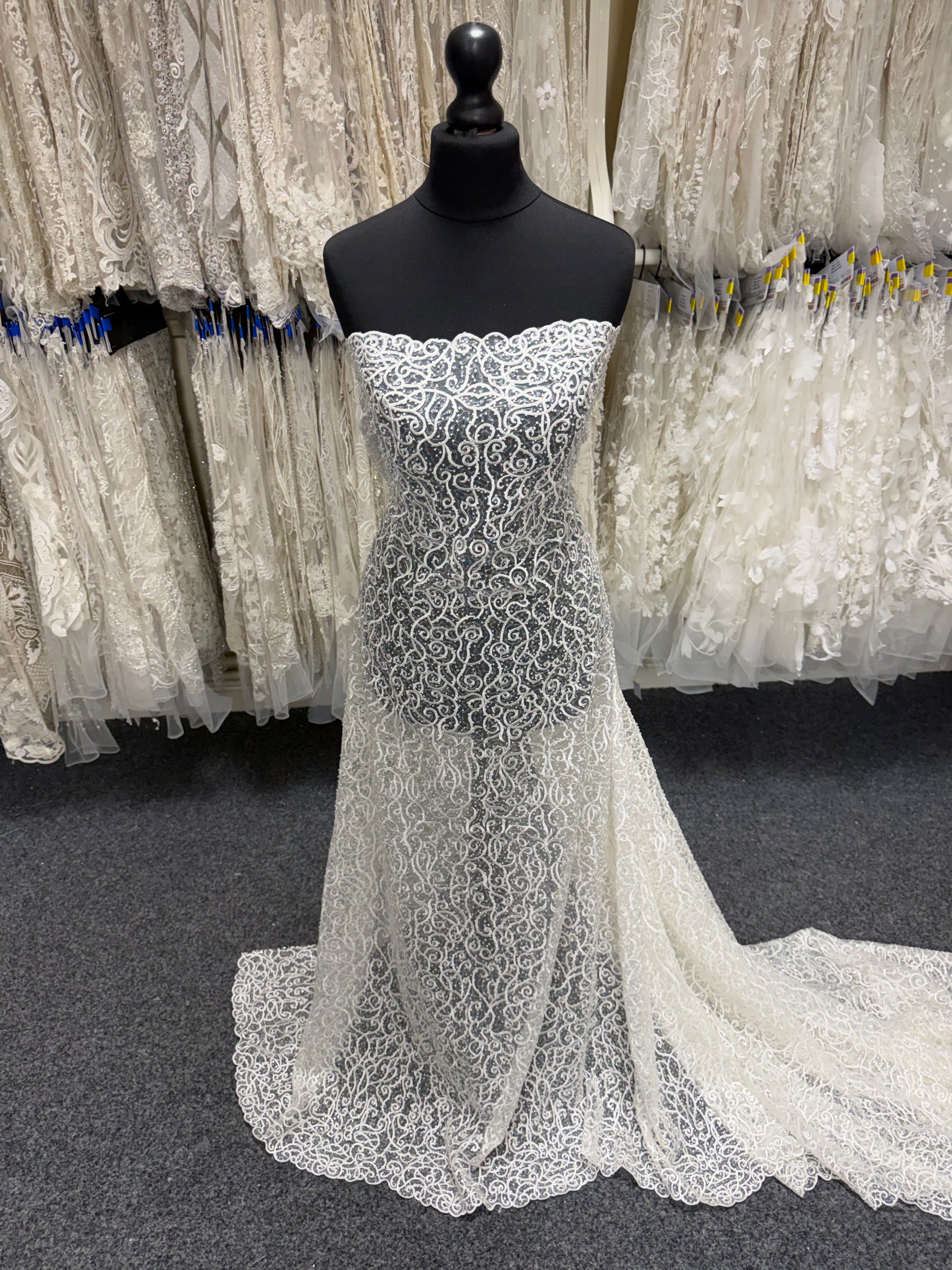Ivory Embroidered Beaded Tulle - EB1025