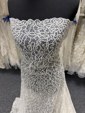 Ivory Embroidered Beaded Tulle - EB1025