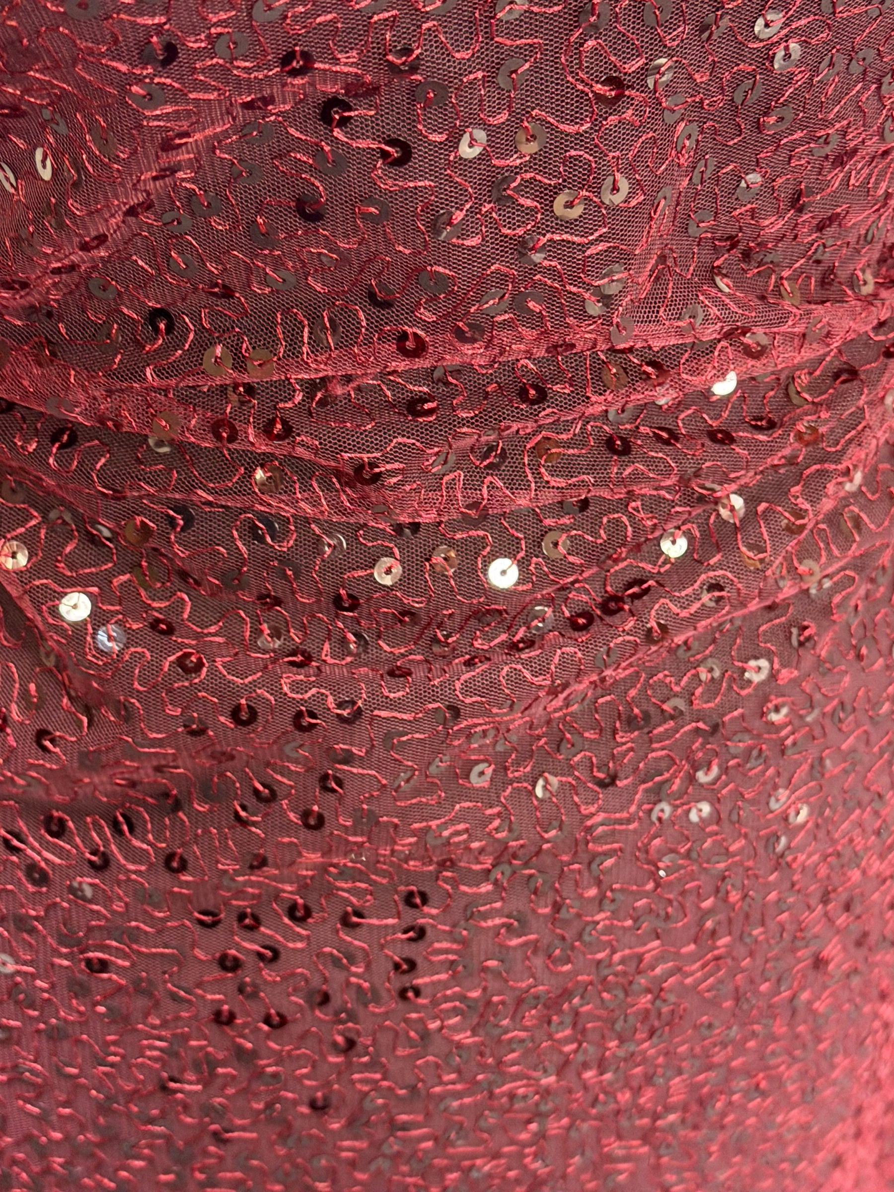 Wine Embroidered Sequin Tulle – EB3001