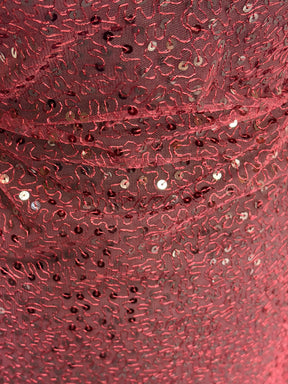 Wine Embroidered Sequin Tulle – EB3001