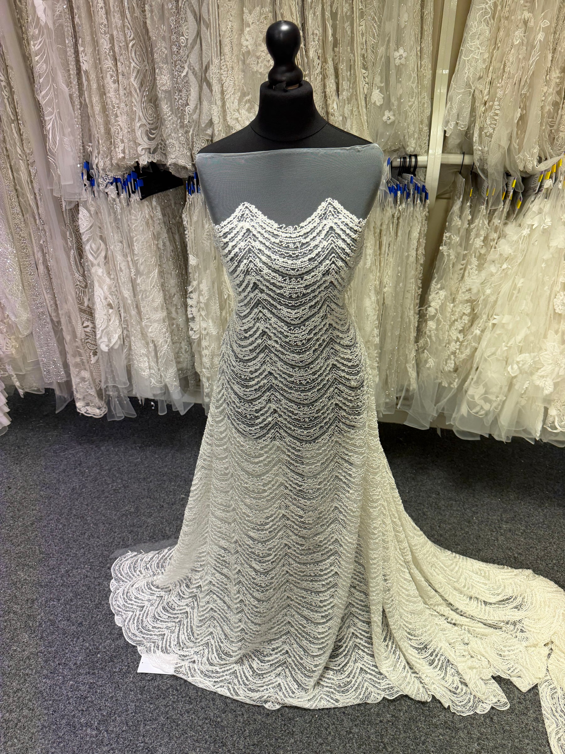 Ivory Beaded Tulle - EB1014