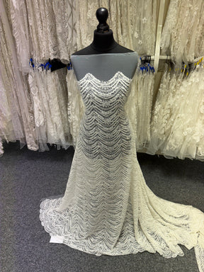 Ivory Beaded Tulle - EB1014