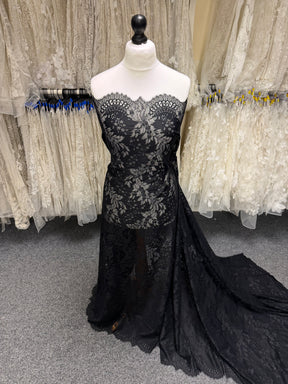 Black Stretch Corded Lace - LA7005