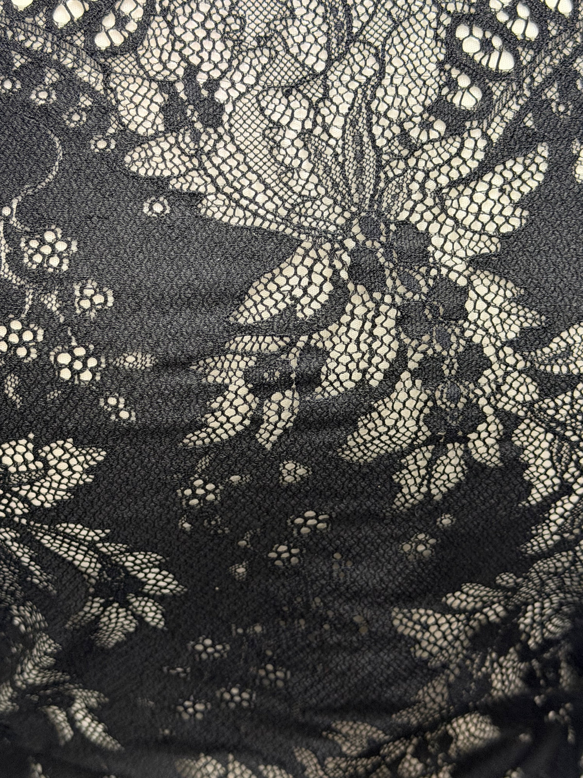 Black Stretch Corded Lace - LA7005