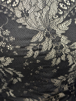 Black Stretch Corded Lace - LA7005