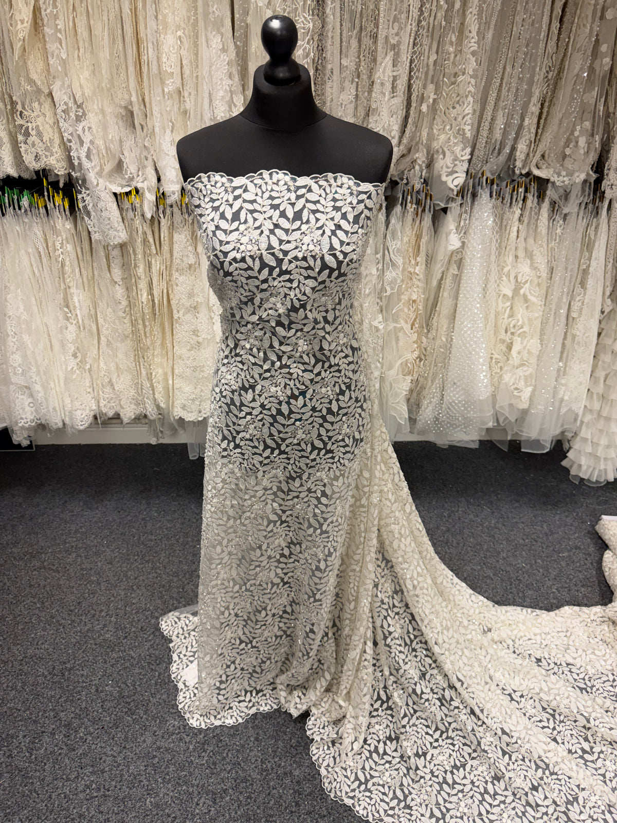 Ivory Embroidered Beaded Tulle - EB1052