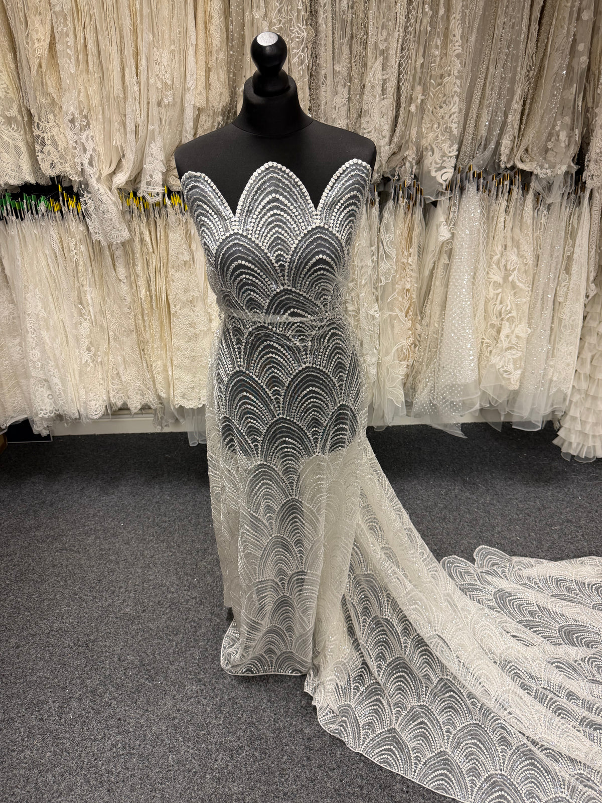 Ivory Embroidered Beaded Tulle - EB1034