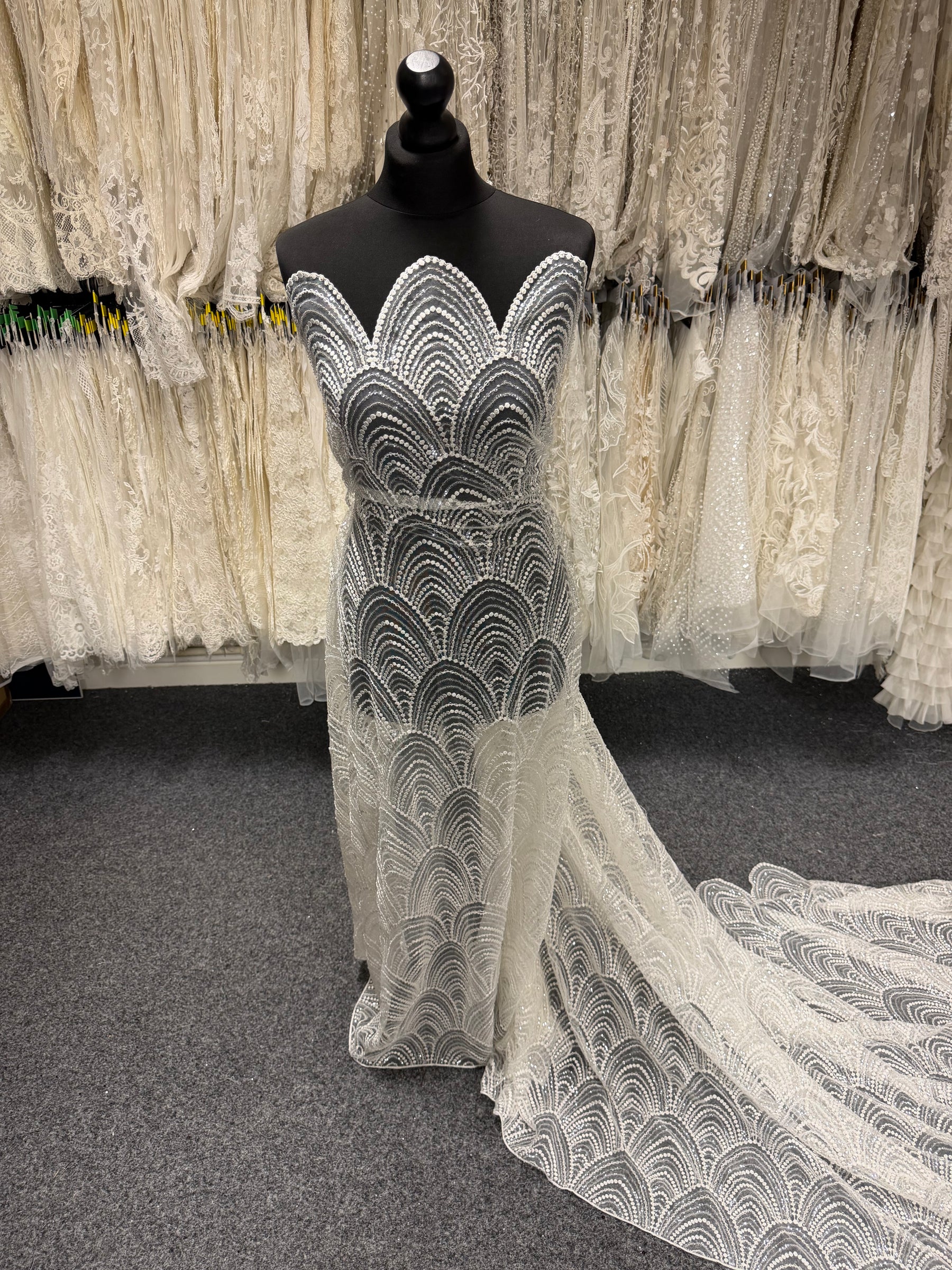 Ivory Embroidered Beaded Tulle - EB1034