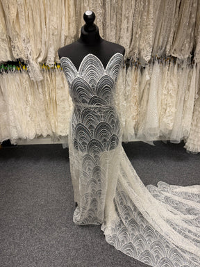 Ivory Embroidered Beaded Tulle - EB1034