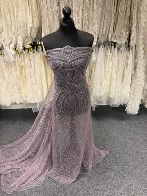 Lavender Emb Beaded Tulle - EB1056