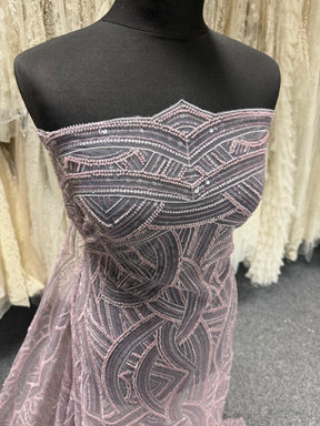 Lavender Emb Beaded Tulle - EB1056