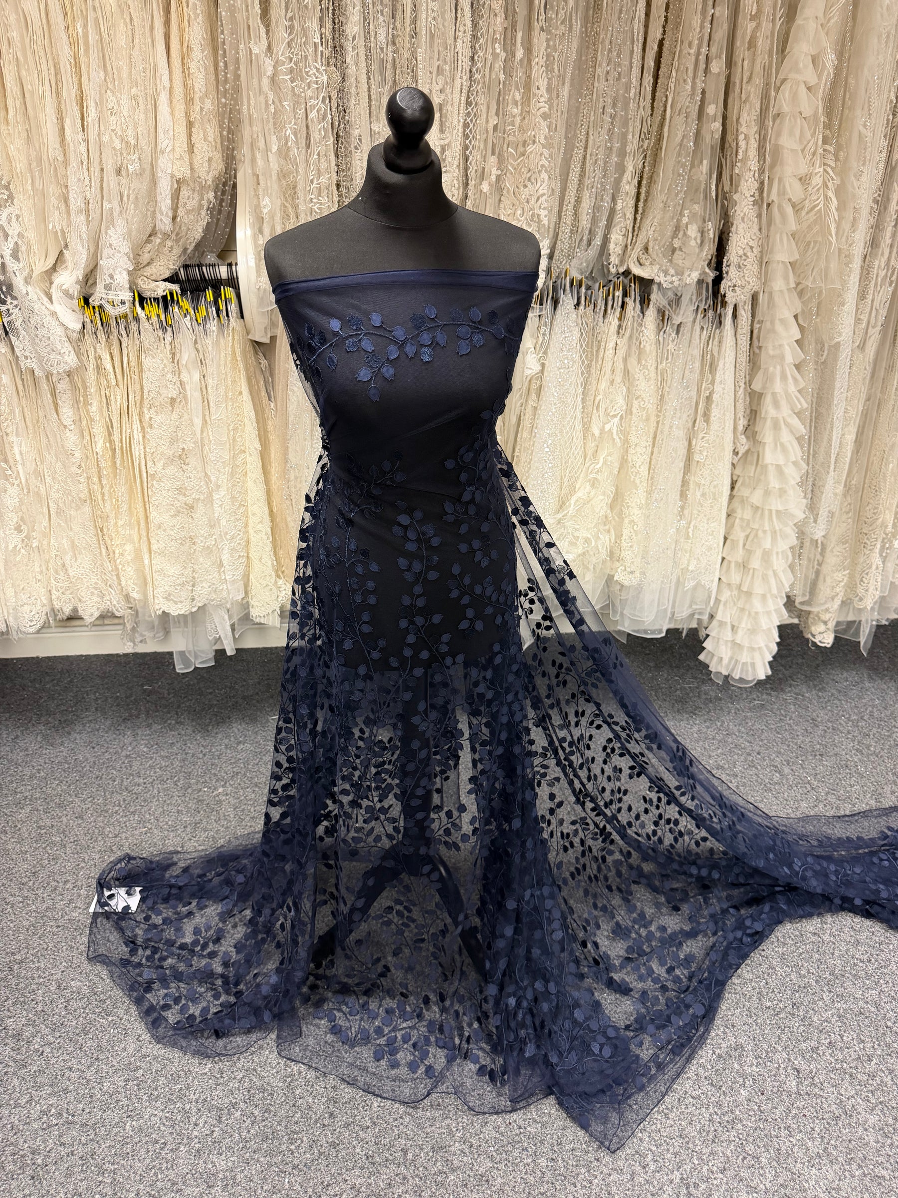 Navy 3D Embroidered Lace - EB5034