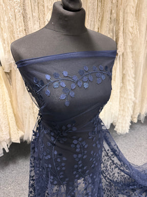 Navy 3D Embroidered Lace - EB5034